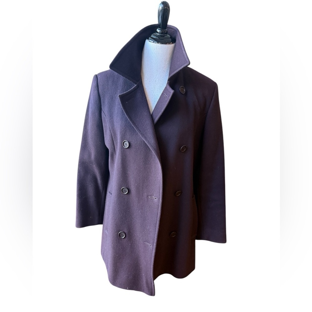 Evan Picone Peacoat Women's 100% Wool Plum Color Vintage Winter